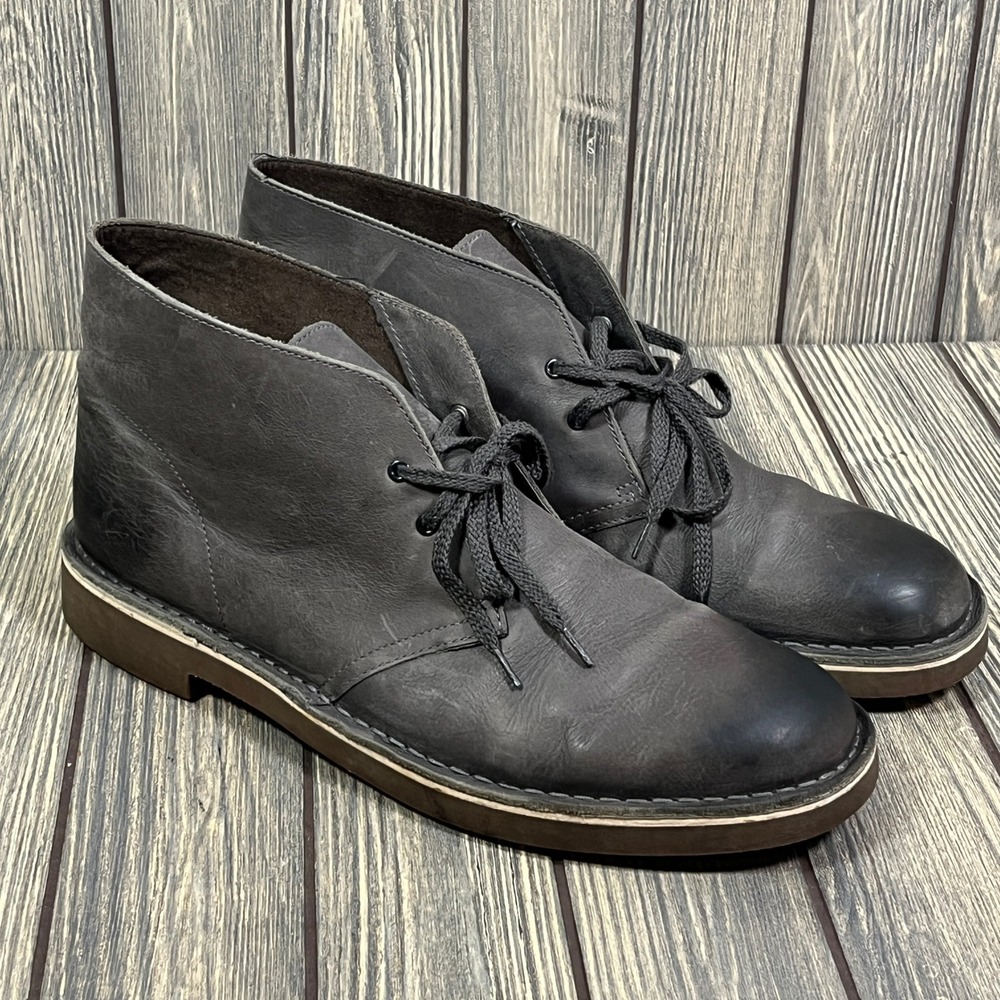 Clarks Bushacre 2 Chukka Boots Men 12 Gray Leather Lace Up Ankle City Shoes
